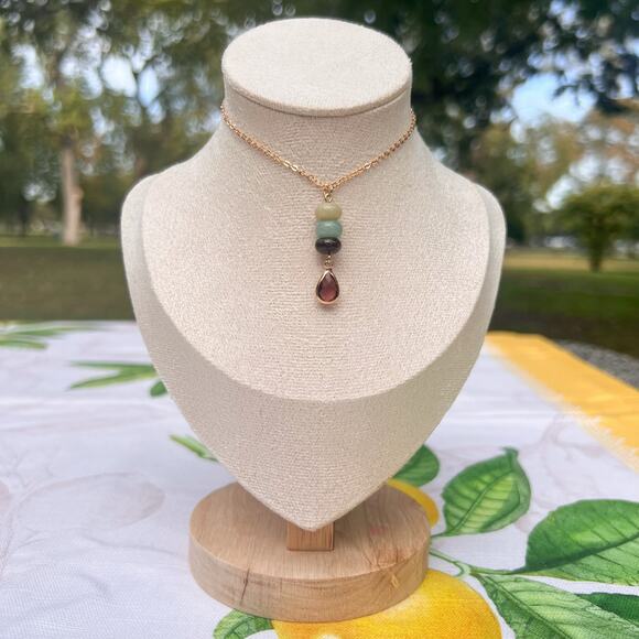 Cascade Green Blue Gradient Fall Autumn Winter Novelty Artsy Whimsical Necklace - Picture 1 of 7